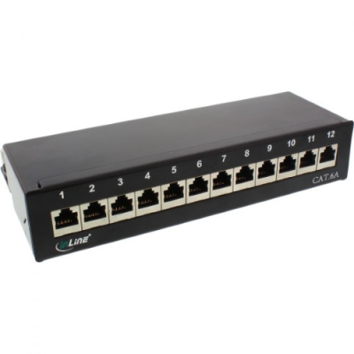 InLine Patch Panel Cat.6A. 12-porte. installazione tavolo/parete. nero RAL9005