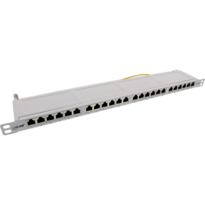 InLine Patch Panel Cat.6A 24-porte. 48.26cm (19). 0.5HE. grigio chiaro RAL7035
