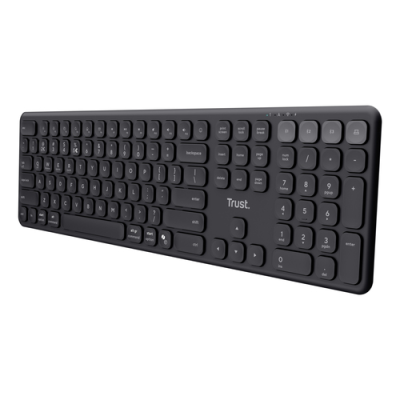 TRUST TASTIERA WIRELESS RICARICABILE MULTICONNECT 2 BT + 1 WL 2.4GHZ - PLASTICA RICICLATA 55 - LAYO