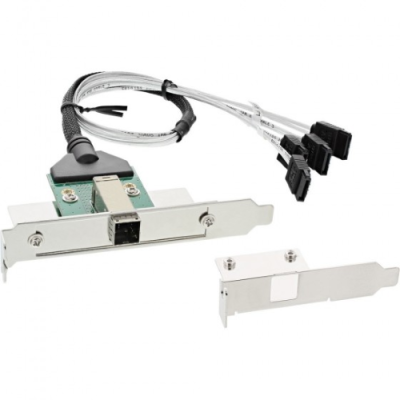 InLine Adattatore SAS HD su staffa PCI con foro Centronics50p con cavo. SFF-8644 (esterno) a 4x SATA (interno). 0.5m