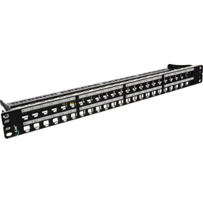 InLine Patch Panel Cat.6A 24-porte. Snap-In Keystone (senza frutti). 48.26cm (19`). 1HE. grigio chiaro RAL7035