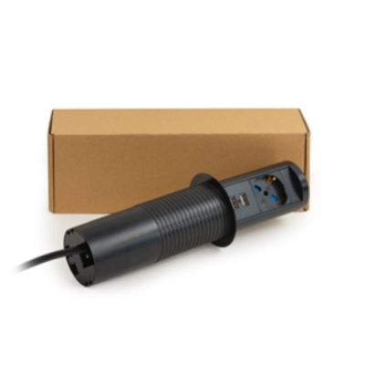 LINK MULTIPRESA DA TAVOLO ESTRAIBILE CON UNA PORTA UNIVERSALE ITA/SCHUKO. CARICABATTERIE SENZA FILI