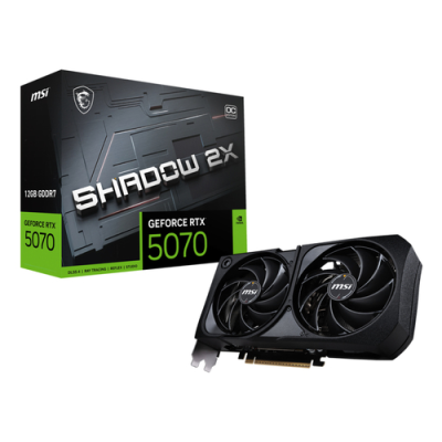 MSI VGA GEFORCE RTX 5070. RTX 5070 12G SHADOW 2X OC BULK. 12 GB GDDR7. HDMI/DP*3. ATX. DUAL FAN. NO