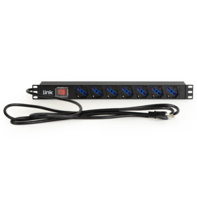 LINK MULTIPRESA DA RACK 19` 7 PRESE UNIVERSALI CON INTERRUTTORE SPINA ITALIANA 16A CAVO MT 1.75