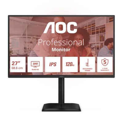 AOC MONITOR 27 LED IPS QHD 16:9 4MS 120hz 350 CDM. PIVOT. DP/HDMI. MULTIMEDIALE