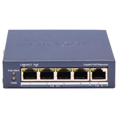 SWITCH HIKVISION GIGABIT POE REPEATER 4 x GIGABIT POE PORT (OUTPUT).1 x GIGABIT POE PORT (INPUT). PO