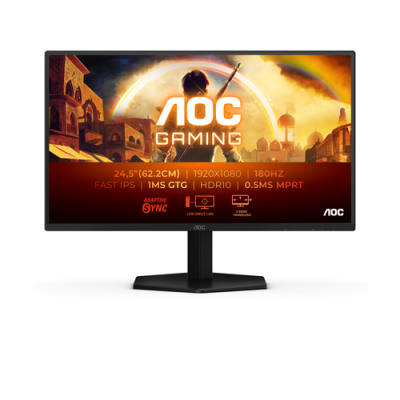 AOC MONITOR GAMING 24.5 FHD 1MS 180HZ 300 CDM. DP/HDMI