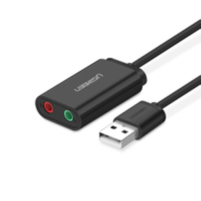 UGREEN Adattatore USB 2.0 a 2x3-5mm jack AUX (Cuffie e Microfono)- (Black)