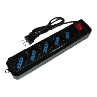 LINK MULTIPRESA 5 PRESE UNIVERSALI ITA/SCHUKO 10/16 A - SPINA 16 A CON INTERRUTTORE COLORE NERO