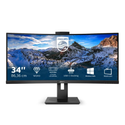 PHILIPS MONITOR CURVO 34 LED VA 21:9 3440X1440 500 CD/M. DP/HDMI. USB-C. WEBCAM. ALTEZZA. MULTIMEDIALE