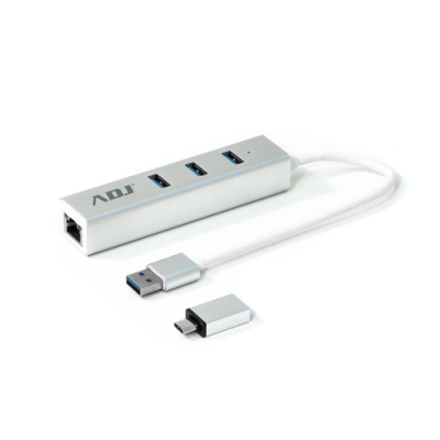 HUB USB 3.0 3P ADATTATORE TYPE-C SL 3*USB 3.0 + RJ45 ADJ