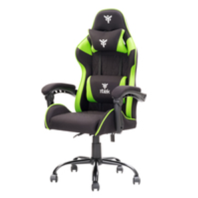 itek Gaming Chair RHOMBUS FF10 - Tessuto- Doppio Cuscino-  Schienale Reclinabile- Nero Verde