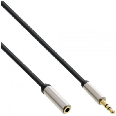 InLine Cavo audio Slim prolunga da spina Jack 3.5mm a presa Jack 3.5mm. Stereo. dorato. nero. 10m