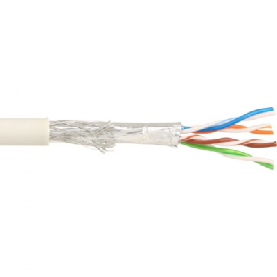 InLine Cavo LAN Cat.5e. S/FTP. 4x2xAWG 26/7 (flessibile). CCA (lega rame/alluminio). guaina PVC grigia. Bobina legno 500m