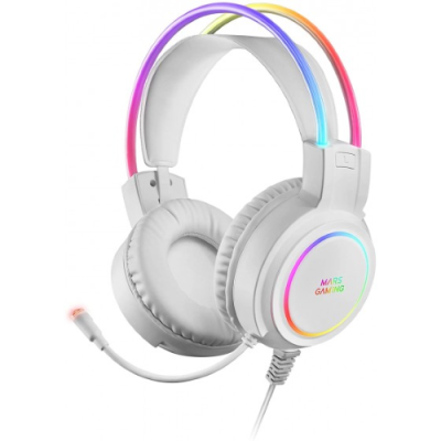 Mars Gaming MHRGBW. Cuffie Chroma RGB Flow. Microfono Professionale. Suono Spaziale - White