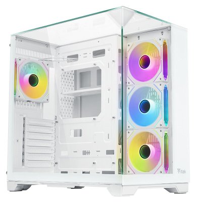 Case DARK CAVE PANO - Gaming Tower- ATX- 4x12cm ARGB fan- 2xUSB3- Type-C- Temp Glass Top- Side & Front Panel- White Edition