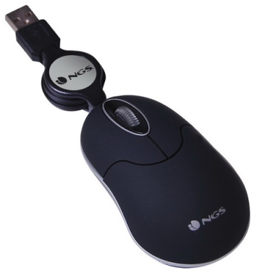 NGS MOUSE USB 3 TASTI 1000DPI CAVO RETRATTILE COLORE NERO