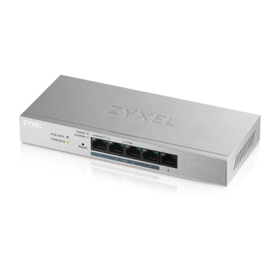 ZYXEL SWITCH UNMANAGED PLUS 5 PORTE GIGABIT (4 PoE). EASY MANAGEMENT PER VLAN. QoS. DESIGN SENZA VENTOLE. DESKTOP