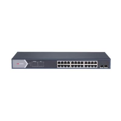 HIKVISION SWITCH 24 PORT GIGABIT UNMANAGED POE SWITCH 2 GIGABIT SFP UPLINK PORTS. 802.3AF/AT. POE PO