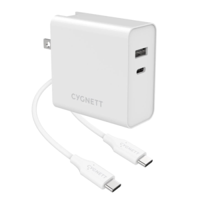 CARICATORE 60WATT 2P USB-C/USBA ADA TTATORI VIAGGIO(UK/USA/EU) CYGNETT