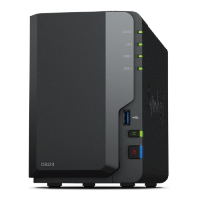 SYNOLOGY NAS TOWER 2BAY 2.5`/3.5` HDD SATA CPU Realtek RTD1619B + 2Gb Ram DDR4 + 1x Gigabit + x3 USB