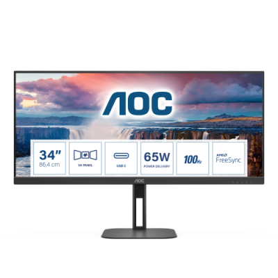 AOC MONITOR 34 LED VA WQHD 21:9 4MS 300 CDM. REG ALTEZZA. USB-C DOCK. DP/HDMI. MULTIMEDIALE