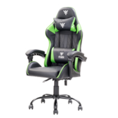 itek Gaming Chair RHOMBUS PF10 - PVC-  Doppio Cuscino- Schienale  Reclinabile- Nero Verde