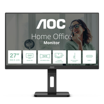AOC MONITOR 27 LED IPS QHD 16:9 4MS 350 CDM. USB-C. PIVOT. DP/2HDMI. MULTIMEDIALE