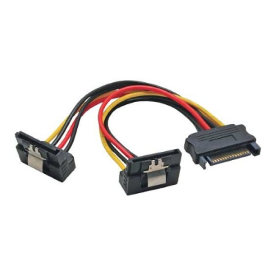 InLine Cavo SATA alimentazione da 15pin Power SATA maschio (Alim.) a 2x 15pin Power SATA femmina (HDD). cscatto. 90 gradi valto