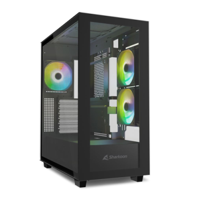 SHARKOON CASE REBEL C60 RGB BLACK ATX 2x U3. 1x Type-C.TRRS. 2x Tempered Glass. 4x 120 ARGB PWM. ARG