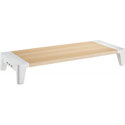 Inline Monitor Podest: Potenza e Stile con 2 Porte USB 3.2 Gen1 e QC3. Design Compatto da 80mm per un Supporto fino a 15kg