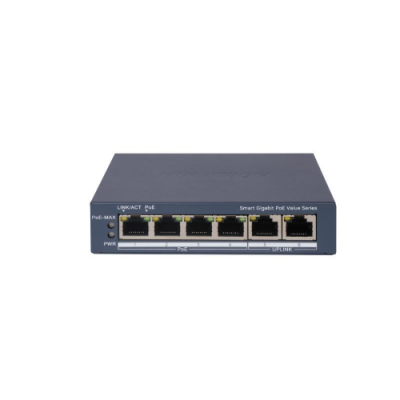 HIKVISION SWITCH L2. SMART MANAGED. 4 GIGABIT RJ45 POE PORTS. 2 GIGABIT RJ45 PORT. 802.3AF/AT. POE P