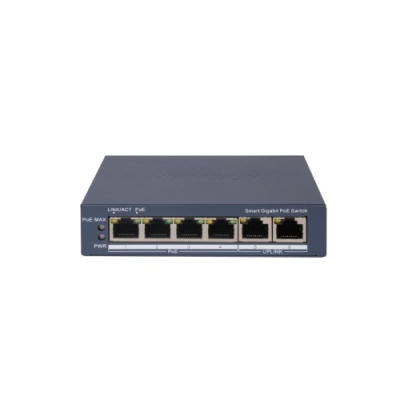 HIKVISION SWITCH L2. SMART MANAGED. 4 GIGABIT RJ45 POE PORTS. 2 GIGABIT RJ45 PORT. 802.3AF/AT. POE P