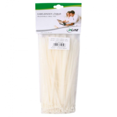 InLine Fascette per cablaggio sganciabili. 250x7.2mm. colore neutro. 100pz