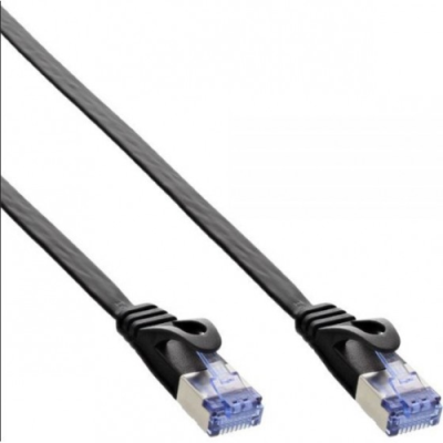 InLine Cavo Patch LAN Piatto. FTP (U/FTP -PiMf). Cat.6A (10Giga). 500MHz. guaina PVC. CU (100% rame). nero. 5m