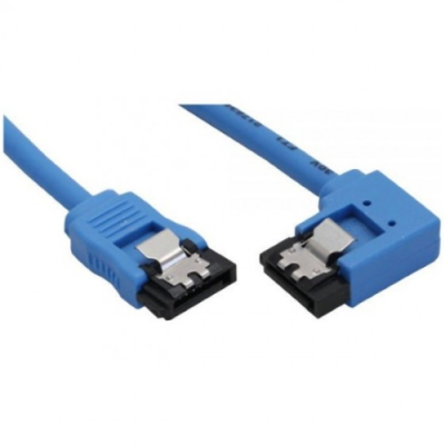 InLine Cavo SATA 7pin L-Form a SATA 7pin L-Form. Max 6Gb/s. rotondo. chiusura a scatto. connettore 90 gradi destra. blu. 0.3m