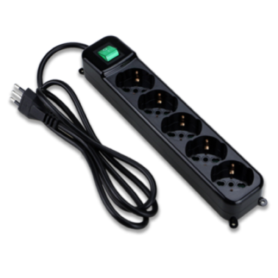 TECNOWARE MULTIPRESA FILTRATA. INTERRUTTORE LUMINOSO. CHILD PROTECTION. SPINA INGRESSO ITALIA. 5 USCITE FILTRATE INCLINATE TIPO SCHUKO/ITALIA 10/16 A. COLORE NERO