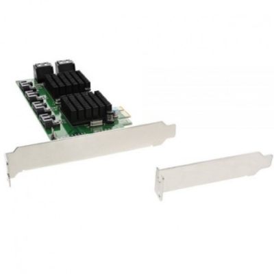 InLine Controller SATA. 8x SATA 6Gb/s. Scheda PCIe 2.0 (PCI-Express). Staffa Low-Profile inc.
