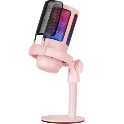 Mars Gaming MMIC-SE. Microfono da Studio Professionale ARGB. ADC Ultra Alta Definizione 196kHz 24-bit. Supporto Antiurto Filtro Anti-Pop in Rete Metallica. Controllo Volume e Mute. Rosa