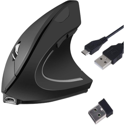 TUCANO MOUSE VERTICALE ERGONOMICO WIRELESS RICARICABILE.6 TASTI. NERO