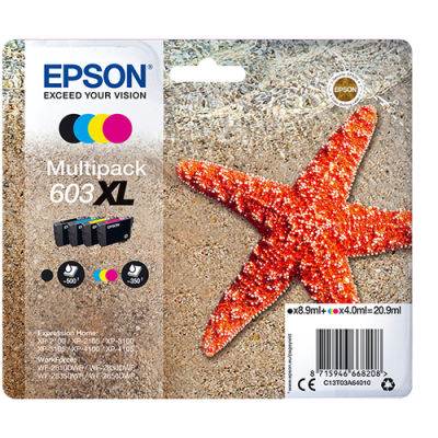 EPSON CART INK 603 XL MULTI PACK. NERO. GIALLO. CIANO. MAGENTA. SERIE STELLA MARINA
