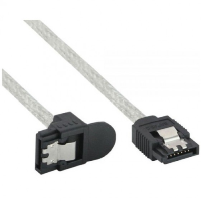 InLine Cavo SATA 7pin L-Form a SATA 7pin L-Form. Max 6Gb/s. rotondo. chiusura a scatto. connettore 90 gradi. trasparente. 0.5m