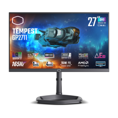 COOLER MASTER MONITOR GAMING 27 LED VA 16:9 QHD 1MS 165HZ. PIVOT. USB-C. DP/2HDMI. MULTIMEDIALE. TEMPEST GP2711