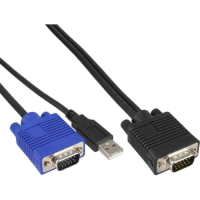 InLine Set cavi KVM Switch 19` (Connettore di sistema 15pin HD) e PC (USB VGA). Lunghezza 1.8m