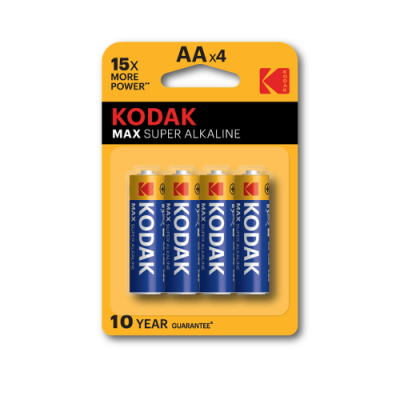 BATTERIA AA 1.5V LR6 KODAK MAX ALCALINE 4PZ
