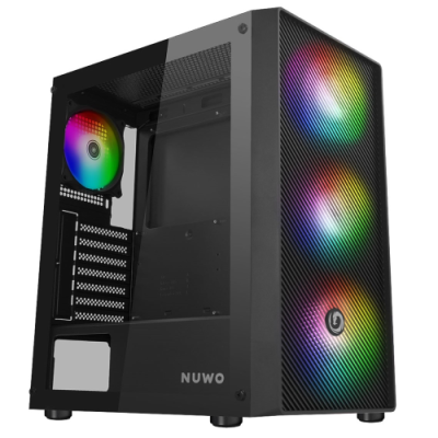 NUWO CASE ATX RODAN R603 NERO 0.5MM SPCC. 3 USB3.0/2.0 4. FAN ARGB FRONT RETE E SIDE GLASS