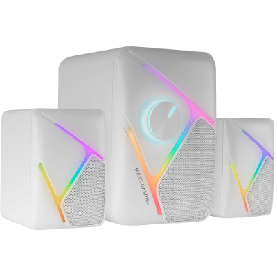 Mars Gaming MS21. Altoparlanti da Gioco 10W. sSubwoofer. 3.5mm Jack e USB. 6 Driver Audio White