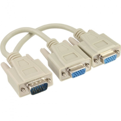 InLine Cavo VGA. Sub-D 15pin maschio a 2x VGA Sub-D 15pin femmina. 0.1m. Sdoppiatore. beige