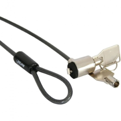 InLine Lucchetto di sicurezza per Notebook dotato di chiusura a chiave. cavo in acciaio da 4.4mm ricoperto da guaina. lungo 1.5