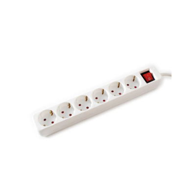 VALUE POWER STRIP. 6X. CON INTERRUTTORI. BIANCO. 1.5M. SHUKO